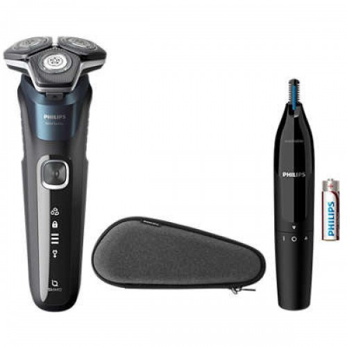 Philips Series 5000 Nose Hair Trimmer & S5889/11 Περιστρεφόμενη Ξυριστική Μηχανή Προσώπου Επαναφορτιζόμενη